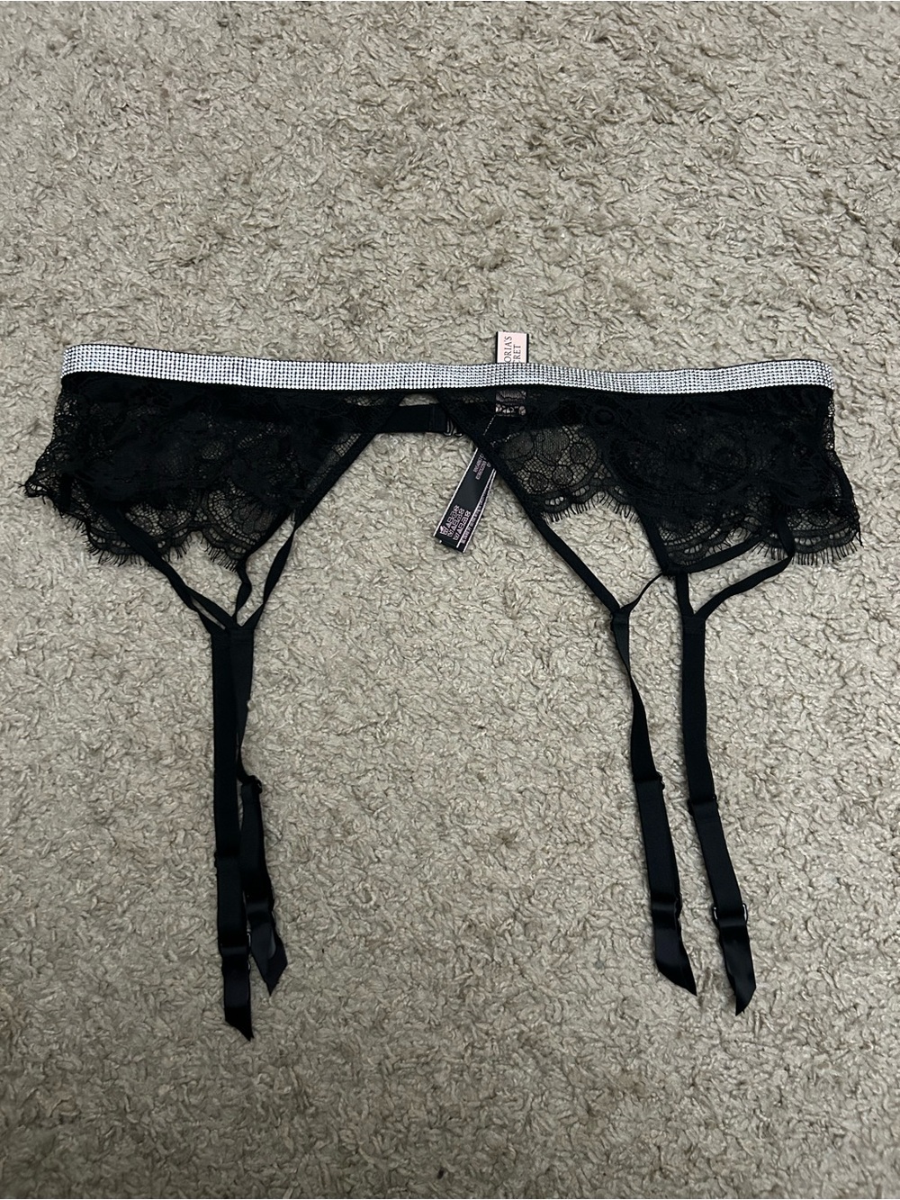 Victoria’s Secret Very Sexy Rhinestone Lace Garter Belt M/L NWT
